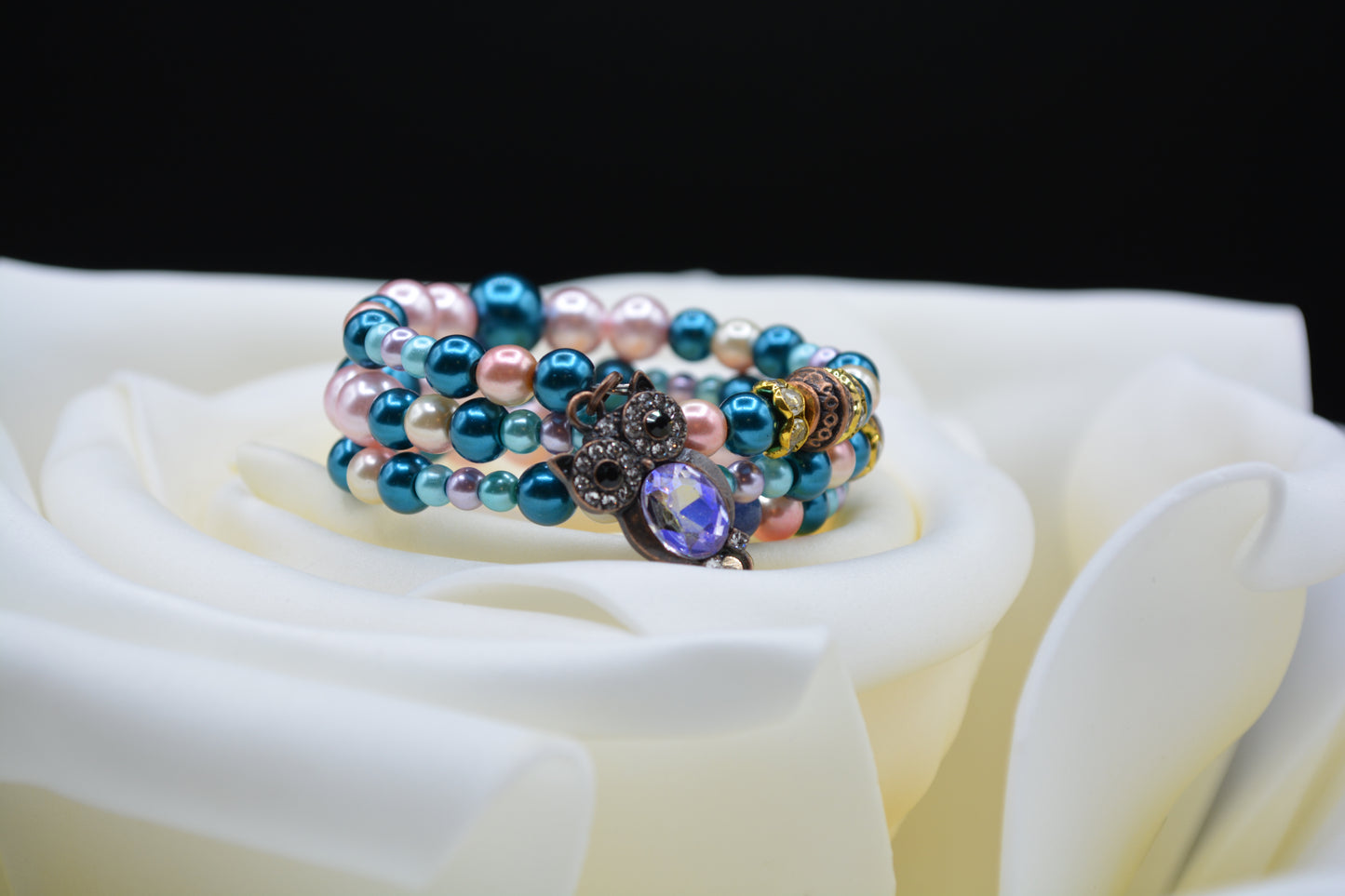 Cotton Candy Owl Memorywire Bracelet