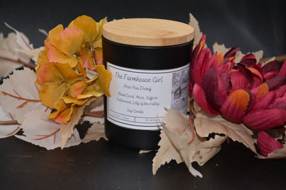 5.5oz Candle named How You Doing in a black glass jar