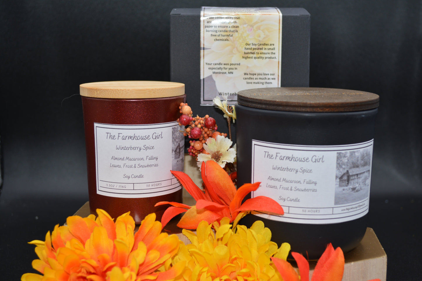 2 sizes of candle named Winterberry Spice